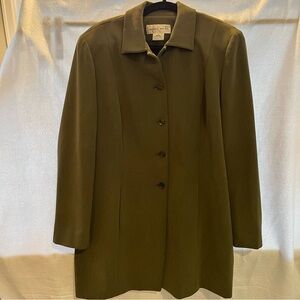 Jones Wear Women's Olive Trench Coat long  jacket 16 fully lined fall layering